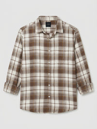 Men Shirt Check Brown Regular Fit