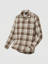 Men Shirt Check Brown Regular Fit