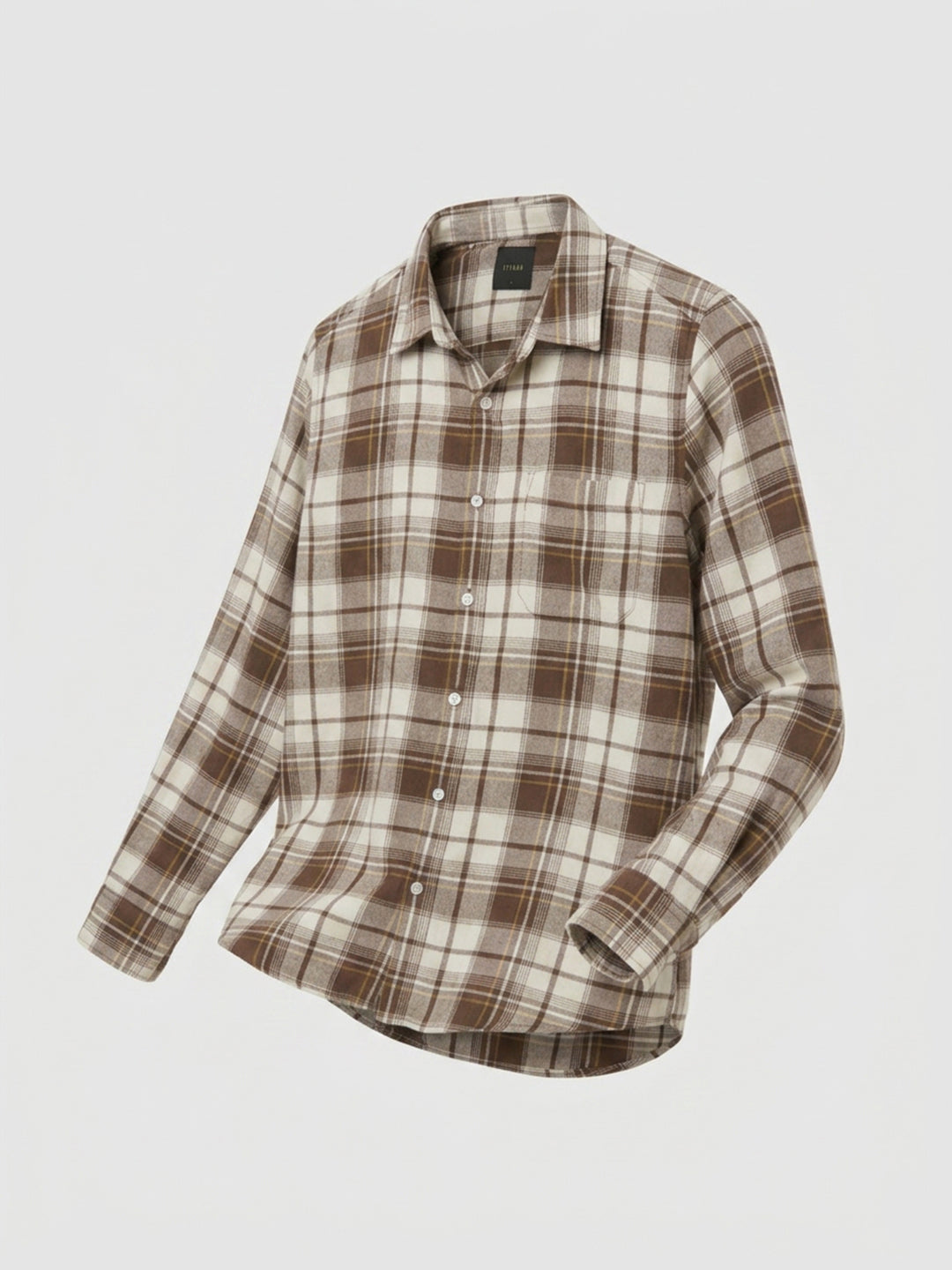 Men Shirt Check Brown Regular Fit