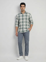 Men Shirt Check Green Regular Fit