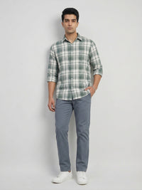 Men Shirt Check Green Regular Fit
