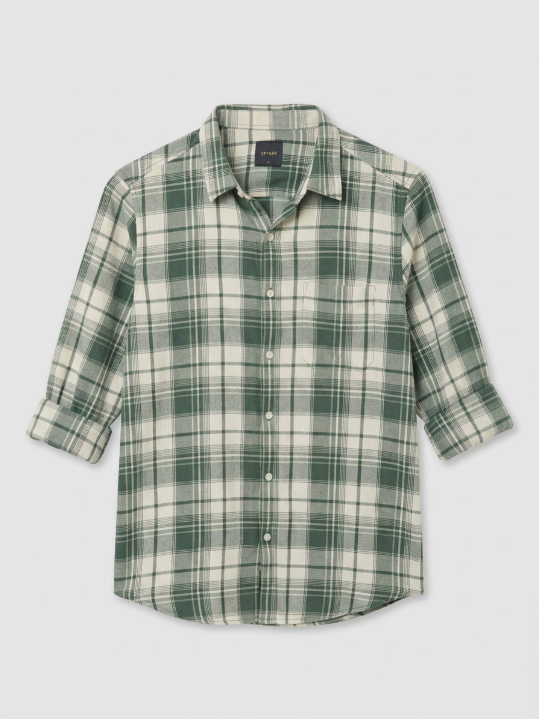 Men Shirt Check Green Regular Fit