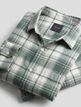 Men Shirt Check Green Regular Fit