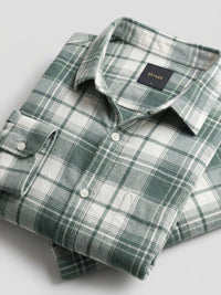 Men Shirt Check Green Regular Fit