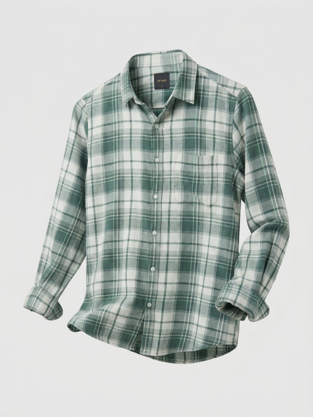 Men Shirt Check Green Regular Fit