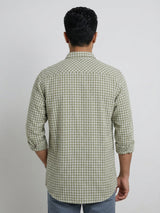 Men Shirt Check Green Regular Fit