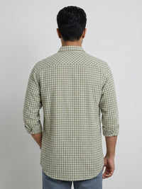 Men Shirt Check Green Regular Fit