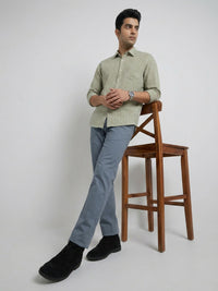 Men Shirt Check Green Regular Fit