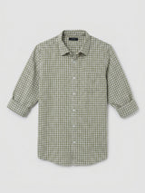 Men Shirt Check Green Regular Fit