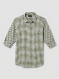 Men Shirt Check Green Regular Fit