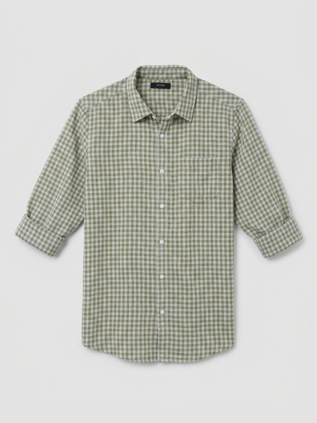 Men Shirt Check Green Regular Fit