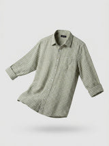 Men Shirt Check Green Regular Fit