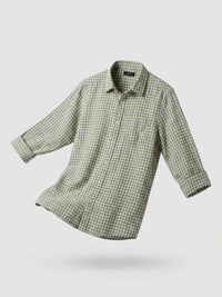 Men Shirt Check Green Regular Fit