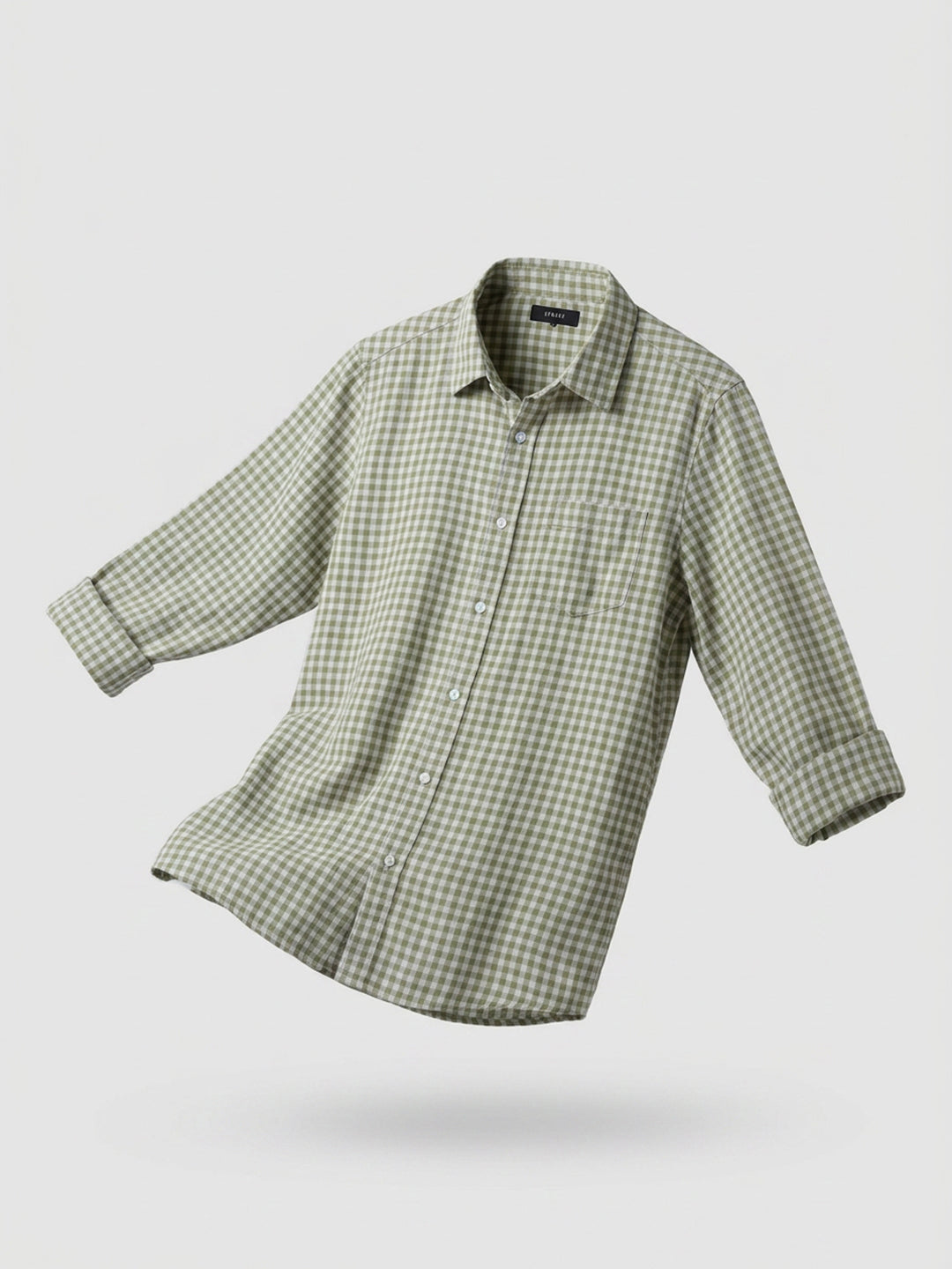 Men Shirt Check Green Regular Fit
