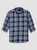 Men Shirt Check Blue Regular Fit