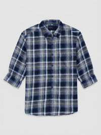 Men Shirt Check Blue Regular Fit