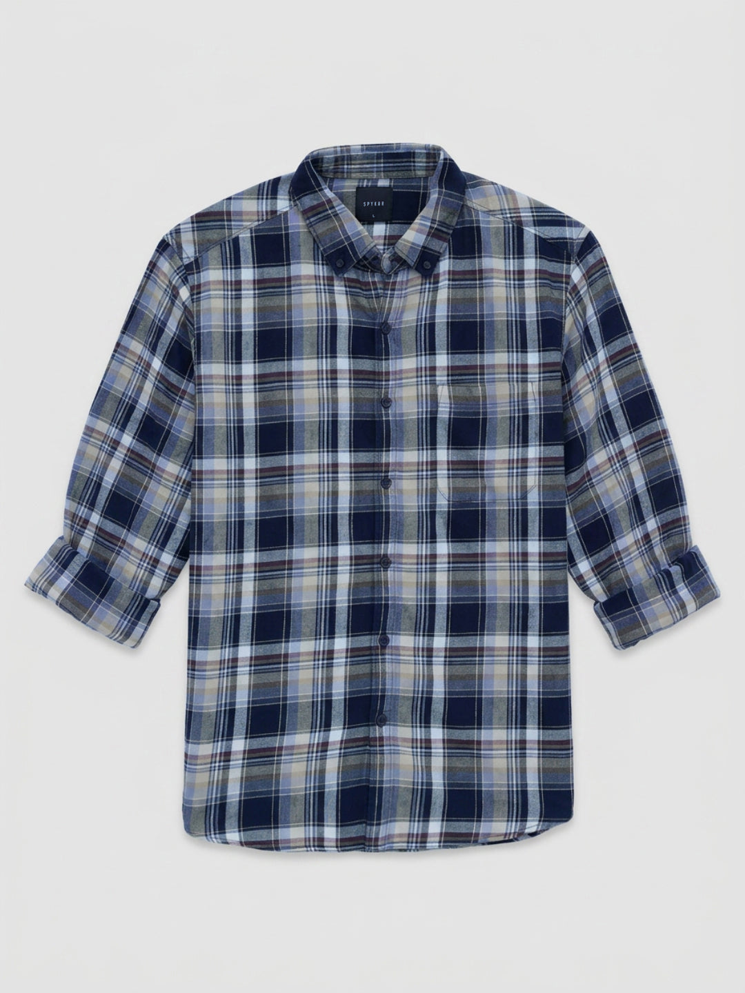 Men Shirt Check Blue Regular Fit