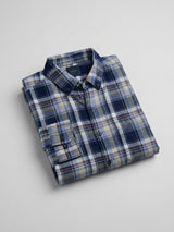 Men Shirt Check Blue Regular Fit