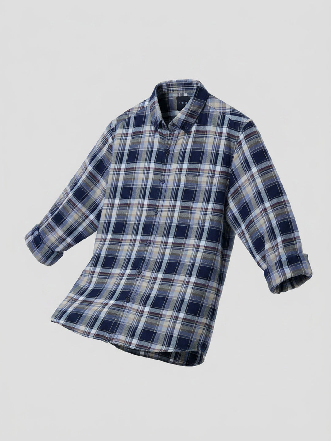 Men Shirt Check Blue Regular Fit
