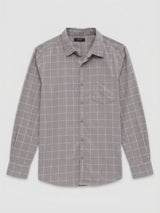 Men Shirt Check Beige Regular Fit