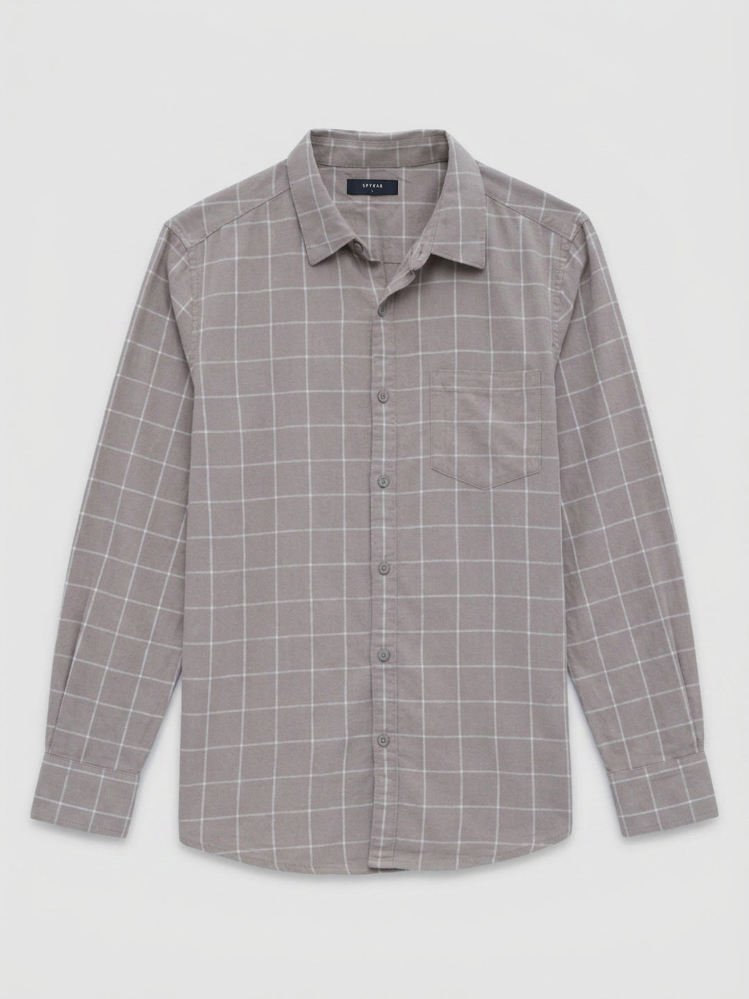 Men Shirt Check Beige Regular Fit