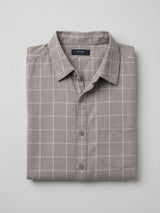 Men Shirt Check Beige Regular Fit