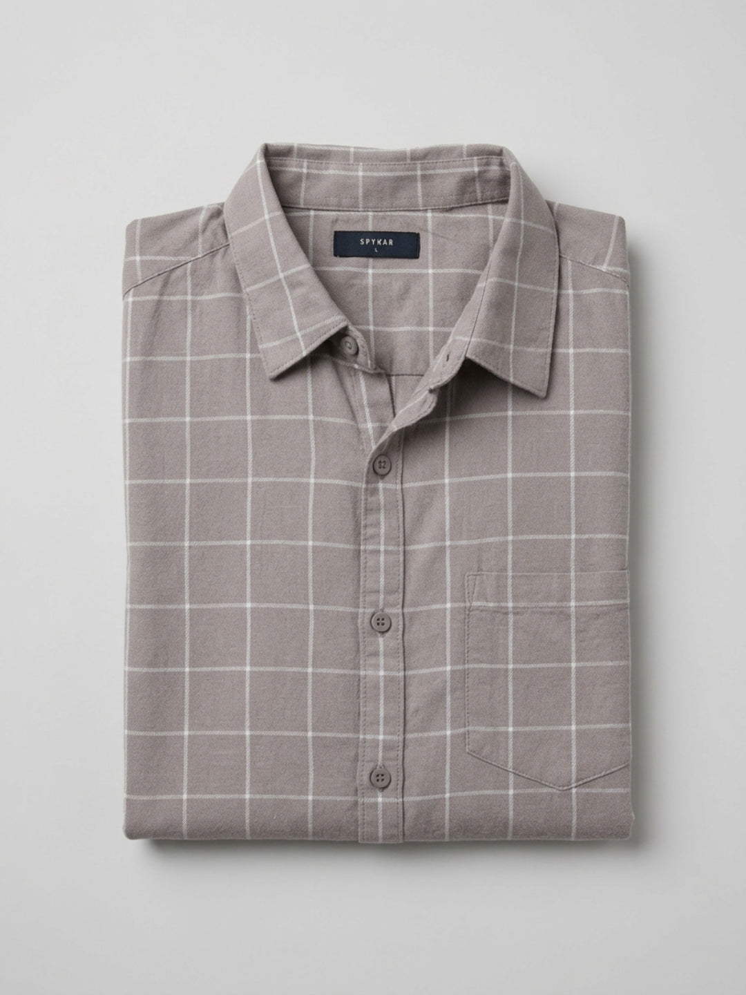 Men Shirt Check Beige Regular Fit