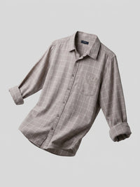 Men Shirt Check Beige Regular Fit