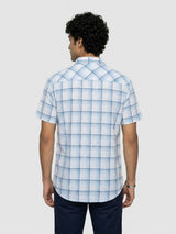 Men Shirt Check Blue Regular Fit