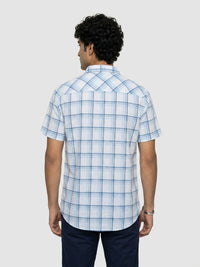 Men Shirt Check Blue Regular Fit