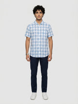 Men Shirt Check Blue Regular Fit