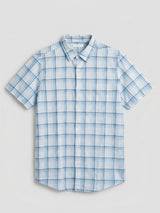 Men Shirt Check Blue Regular Fit