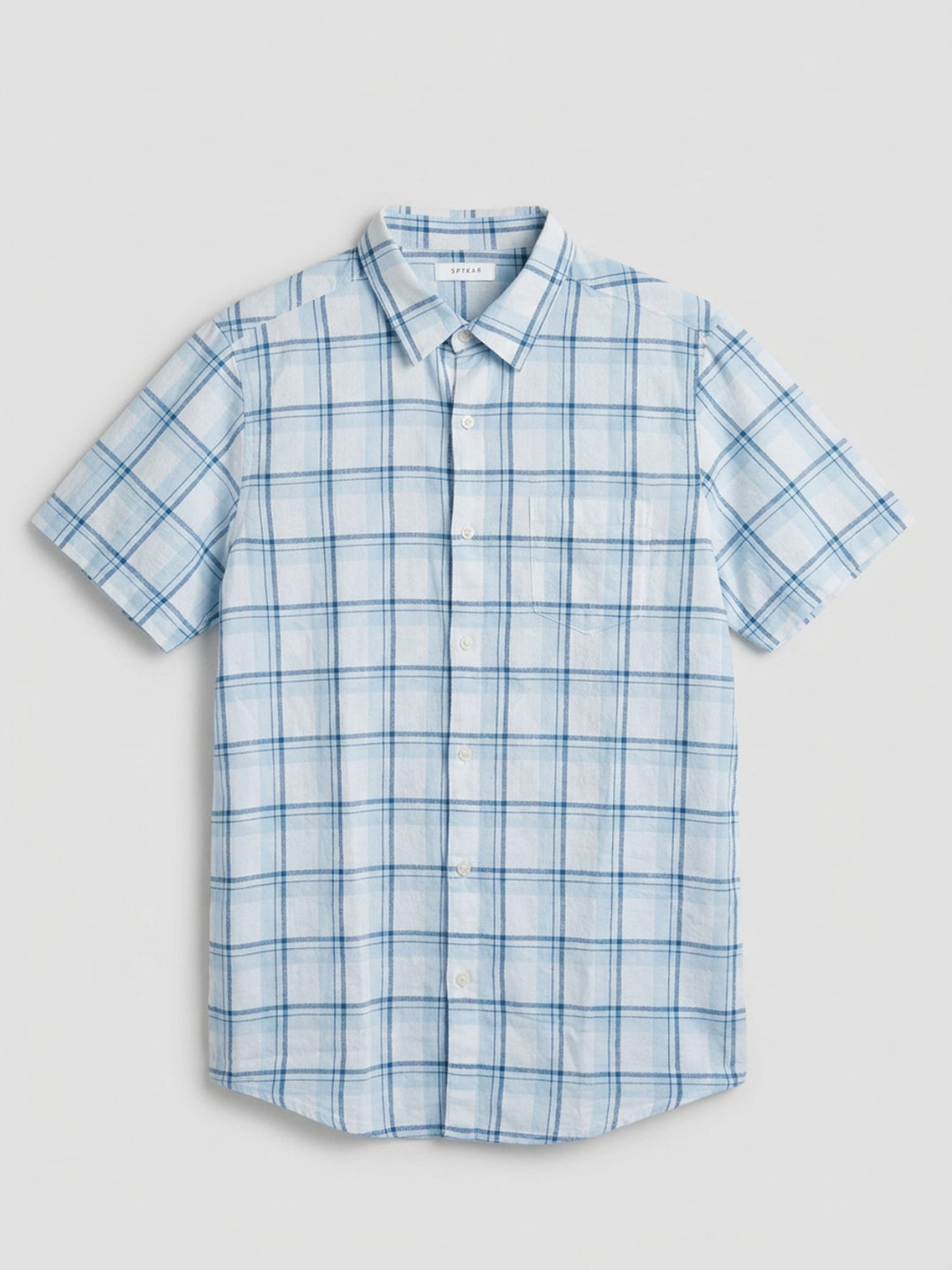Men Shirt Check Blue Regular Fit