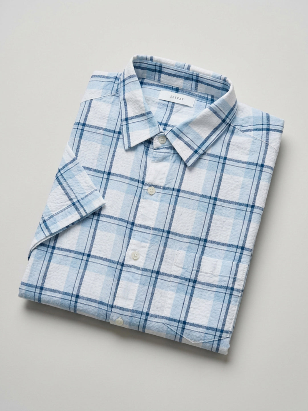 Men Shirt Check Blue Regular Fit