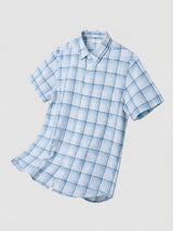 Men Shirt Check Blue Regular Fit
