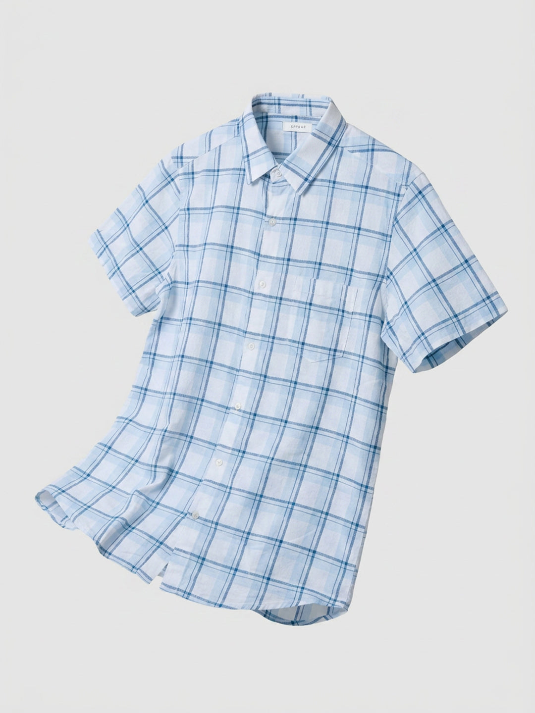 Men Shirt Check Blue Regular Fit