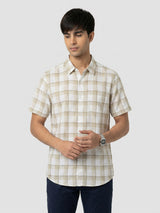 Men Shirt Check Green Regular Fit