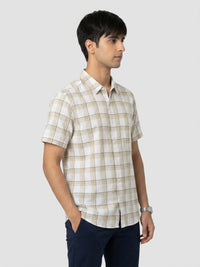 Men Shirt Check Green Regular Fit