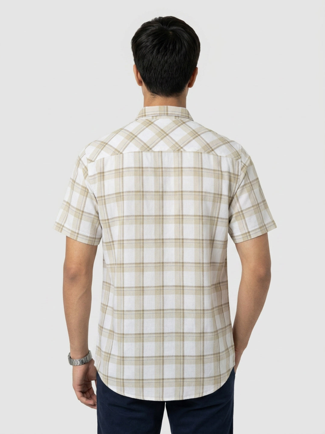 Men Shirt Check Green Regular Fit