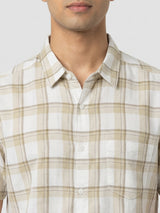 Men Shirt Check Green Regular Fit