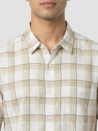 Men Shirt Check Green Regular Fit