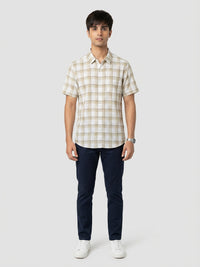 Men Shirt Check Green Regular Fit