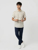 Men Shirt Check Green Regular Fit