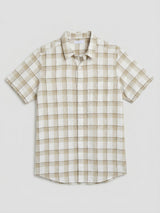Men Shirt Check Green Regular Fit