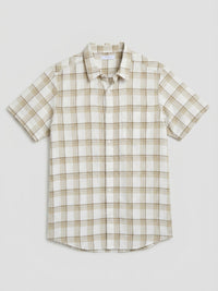 Men Shirt Check Green Regular Fit