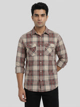 Men Shirt Check Red Regular Fit