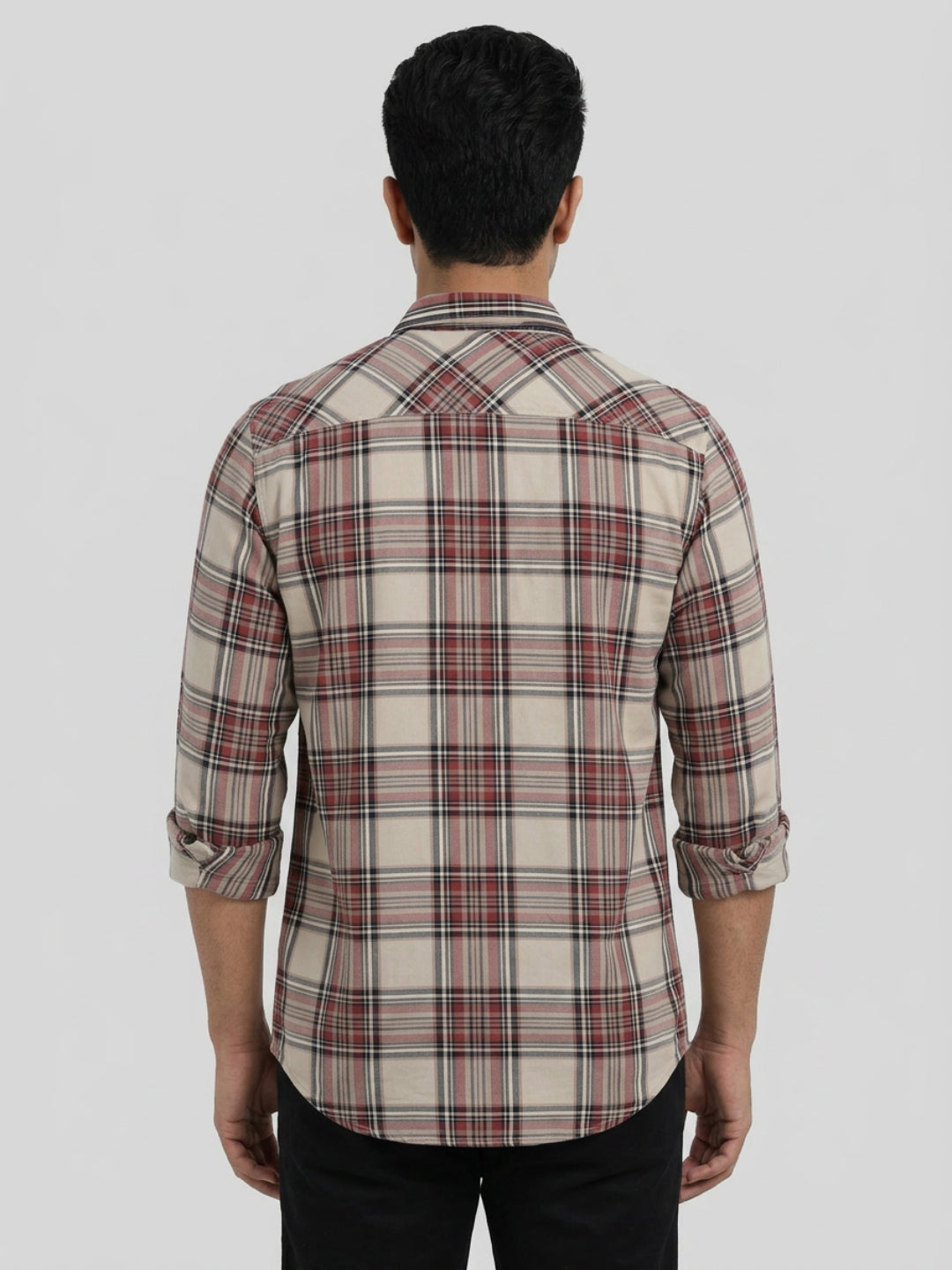 Men Shirt Check Red Regular Fit