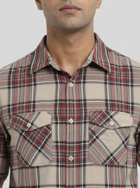 Men Shirt Check Red Regular Fit