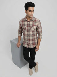 Men Shirt Check Red Regular Fit