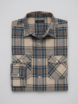 Men Shirt Check Teal Blue Regular Fit